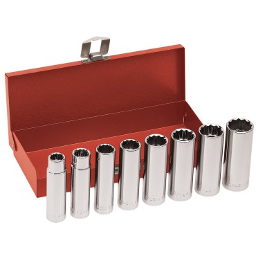 Klein 65514 8-Piece 1/2-Inch Drive Deep-Socket Wrench Set