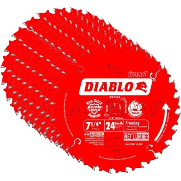 Diablo 7-1/4" x 24T x 5/8" Atb Framing Saw Blades - 10 Pack