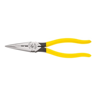 Klein D203-8N 8" Heavy-Duty Long-Nose Side Cut/ Wire Stripping Plier