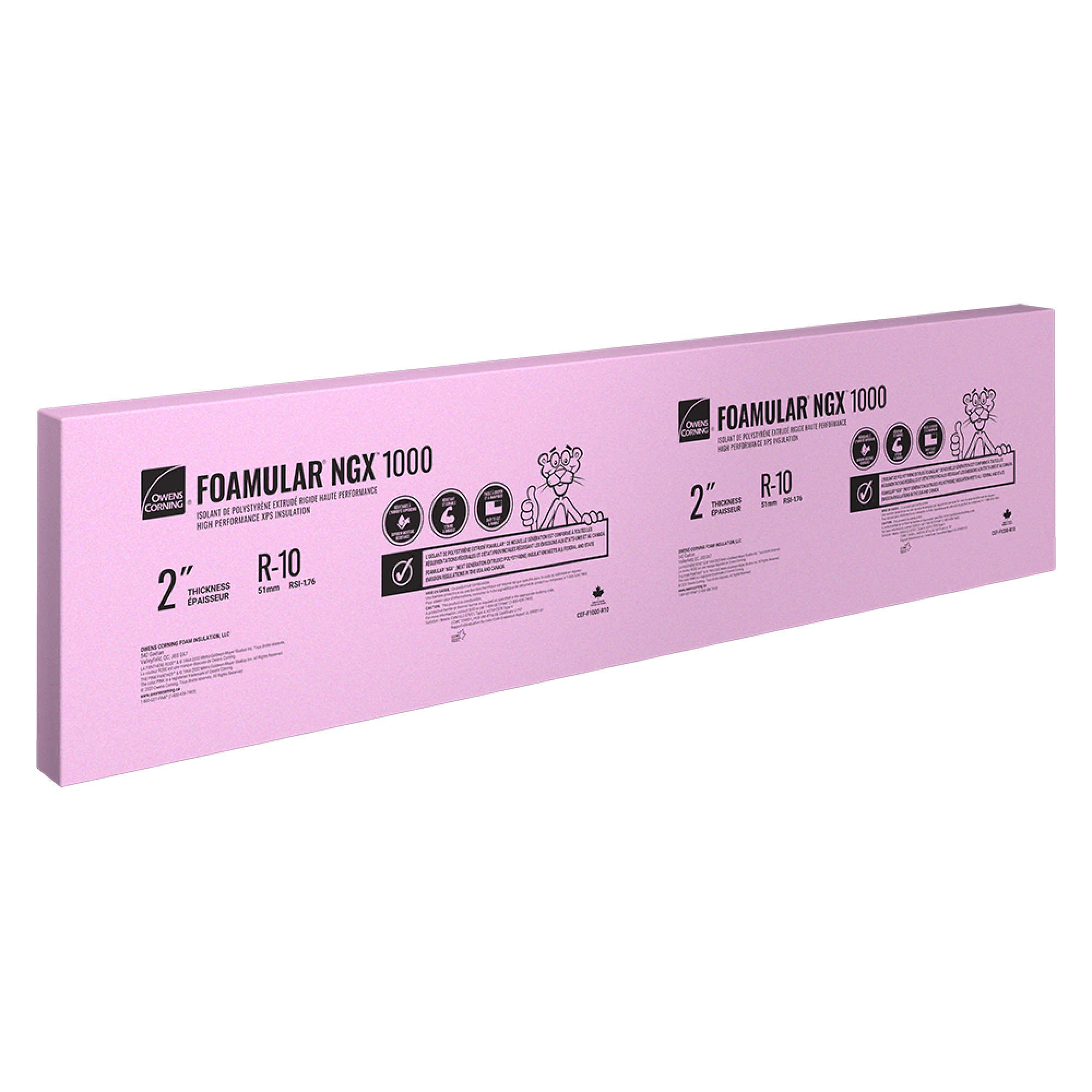 Owens Corning FOAMULAR XPS Board Insulation F1000 2" x 24" x 8' Owens Corning FOAMULAR XPS Board Insulation F1000 2" x 24" x 8'