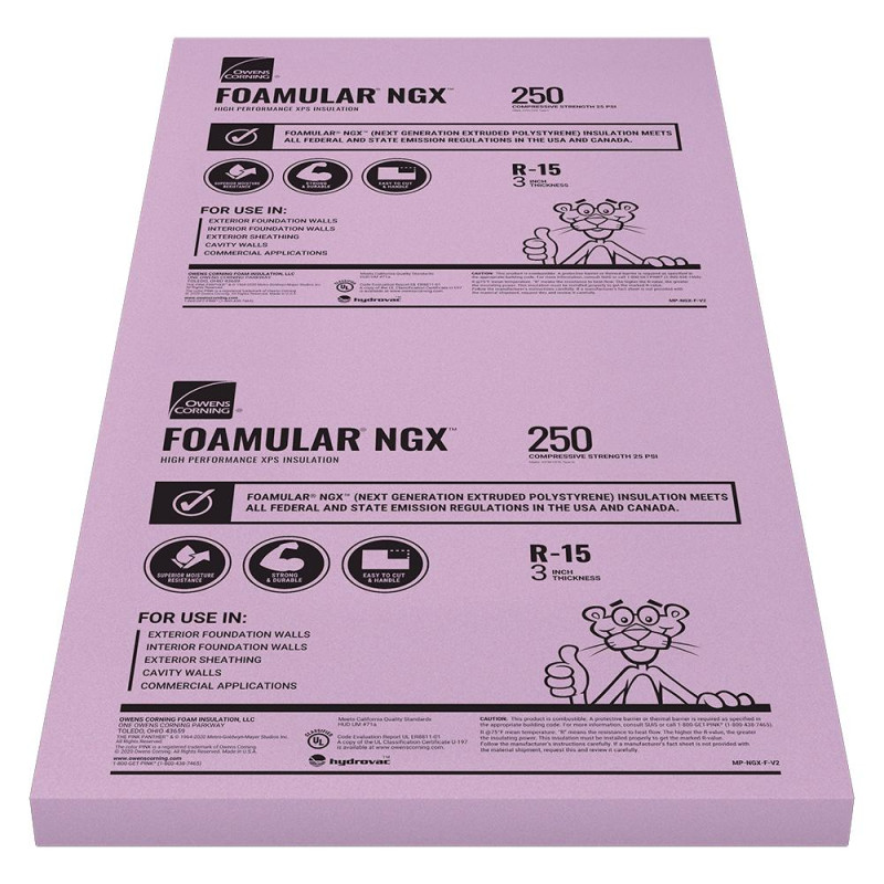 Owens Corning FOAMULAR XPS Board Insulation F250 3" x 4' x 8'