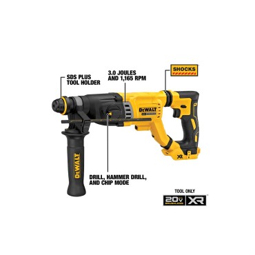 DEWALT 20V MAX* 1-1/8" SDS PLUS D-Handle Rotary Hammer DCH263B