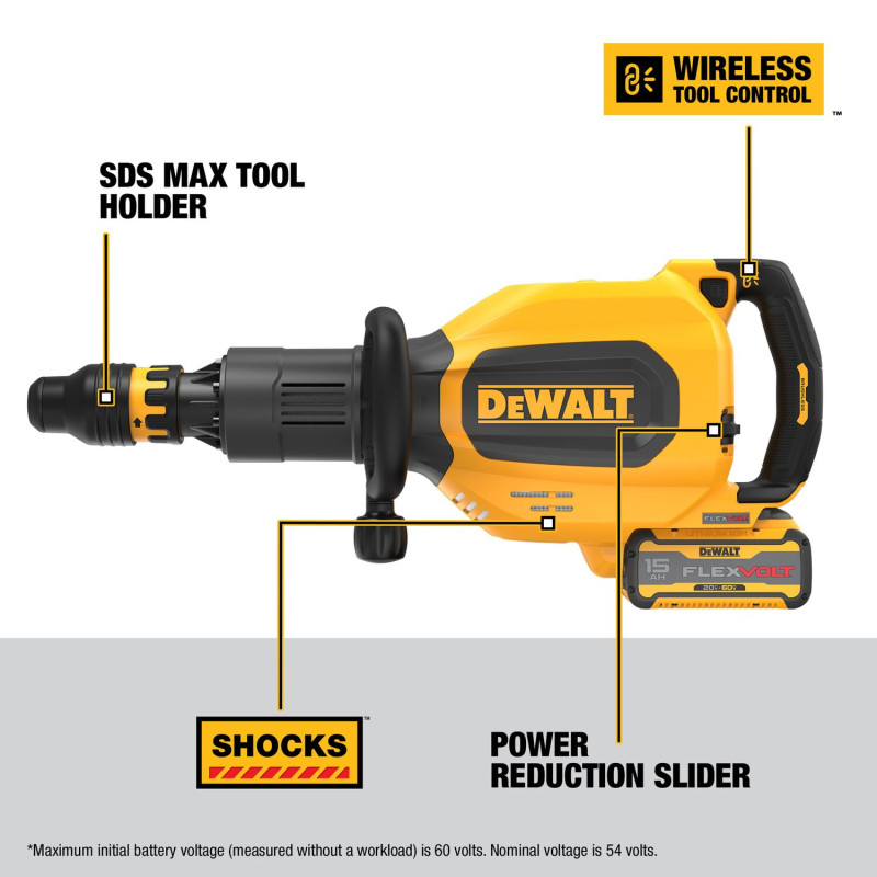 DEWALT 60V MAX* SDS MAX Inline Chipping Hammer DCH911Z2