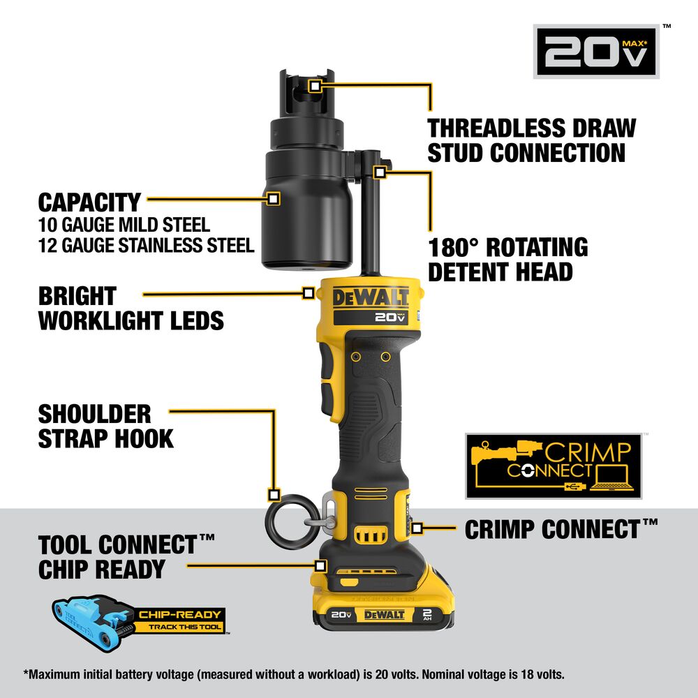 DeWalt 20V MAX Hydraulic Knockout Tool Kit with 1/2"-2" Punches & Dies