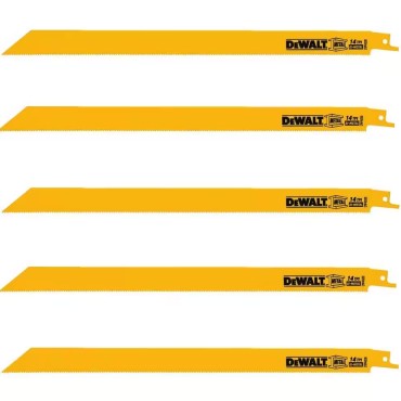 DeWalt DW4838 12" Straight Back Reciprocating Blades 14 TPI (5-Pack)