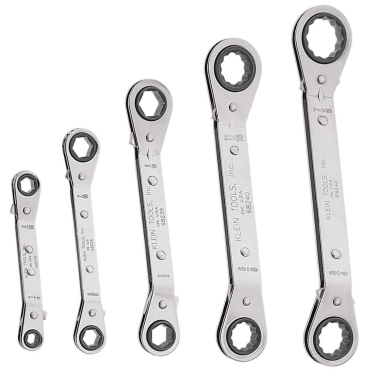 Klein 68245 5-Piece Fully Reversible Ratcheting Offset Box Wrench Set