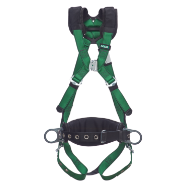 MSA V-Form™ Construction Harness, Standard, Back & Hip D-Rings, Tongue Buckle Leg Straps