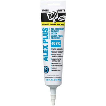 DAP  18128 5.5OZ WHITE ACRYLIC LATEX CAULK