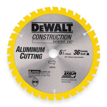 DEWALT DW9152 6-1/2" 36 Tooth Aluminum Cutting Saw Blade 5/8" Arbor