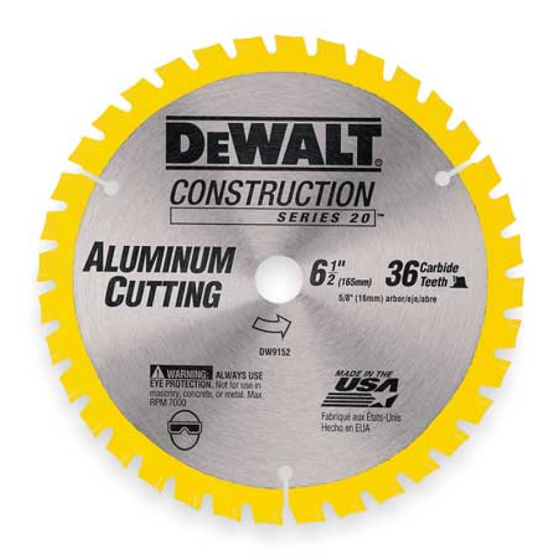 DEWALT DW9152 6-1/2" 36 Tooth Aluminum Cutting Saw Blade 5/8" Arbor