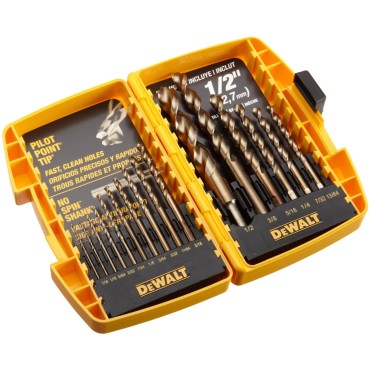 DEWALT DW1956 Pilot Point 16-Piece Twist Drill Bit Assortment