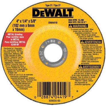 DEWALT 4-1/2" x 1/4" x 7/8" General Purpose Metal Grinding Wheel