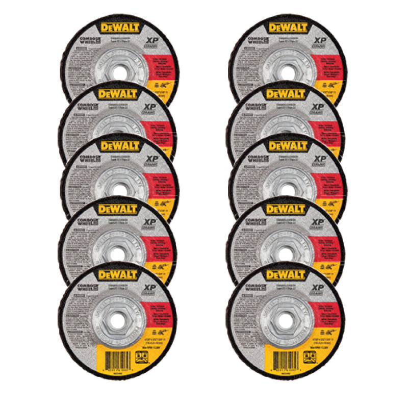 DEWALT DW8904COMBO 4-1/2" Steel Ceramic Abrasive Cut-Off/Grind Wheel - 10 pk