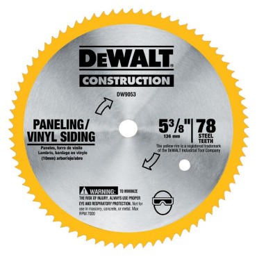 DEWALT DW9053 Construction 5-3/8" Vinyl/Paneling Saw Blade