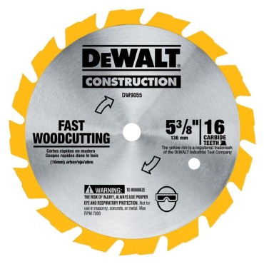 DeWALT DW9055 Construction 5-3/8" Fast Woodcutting Saw Blade