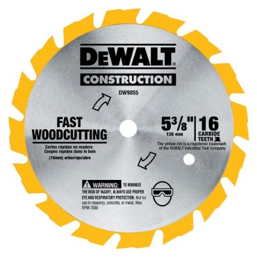 DeWALT DW9055 Construction 5-3/8" Fast Woodcutting Saw Blade