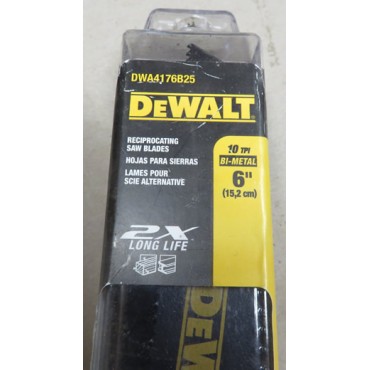 DeWalt DWA4176 6" Reciprocating Saw Blades 10TPI Master Pk 25 