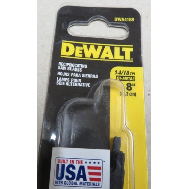 DeWALT DWA4188 8" Bi-Metal Reciprocating Saw Blades Pk 5