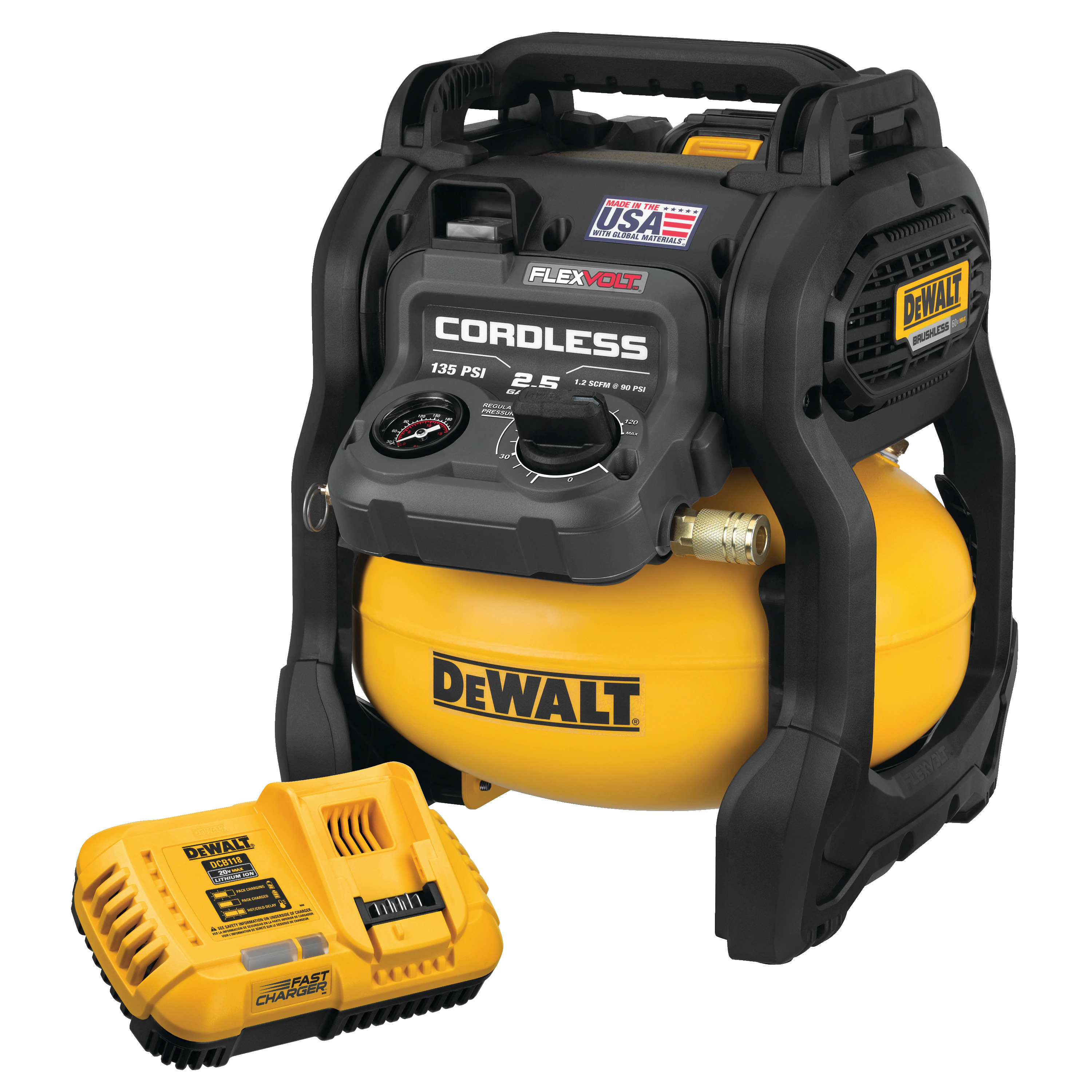 Wylaco Supply DeWalt FLEXVOLT DCC2560T1 60V Max* 2.5 Gallon Cordless Air  Compressor Kit