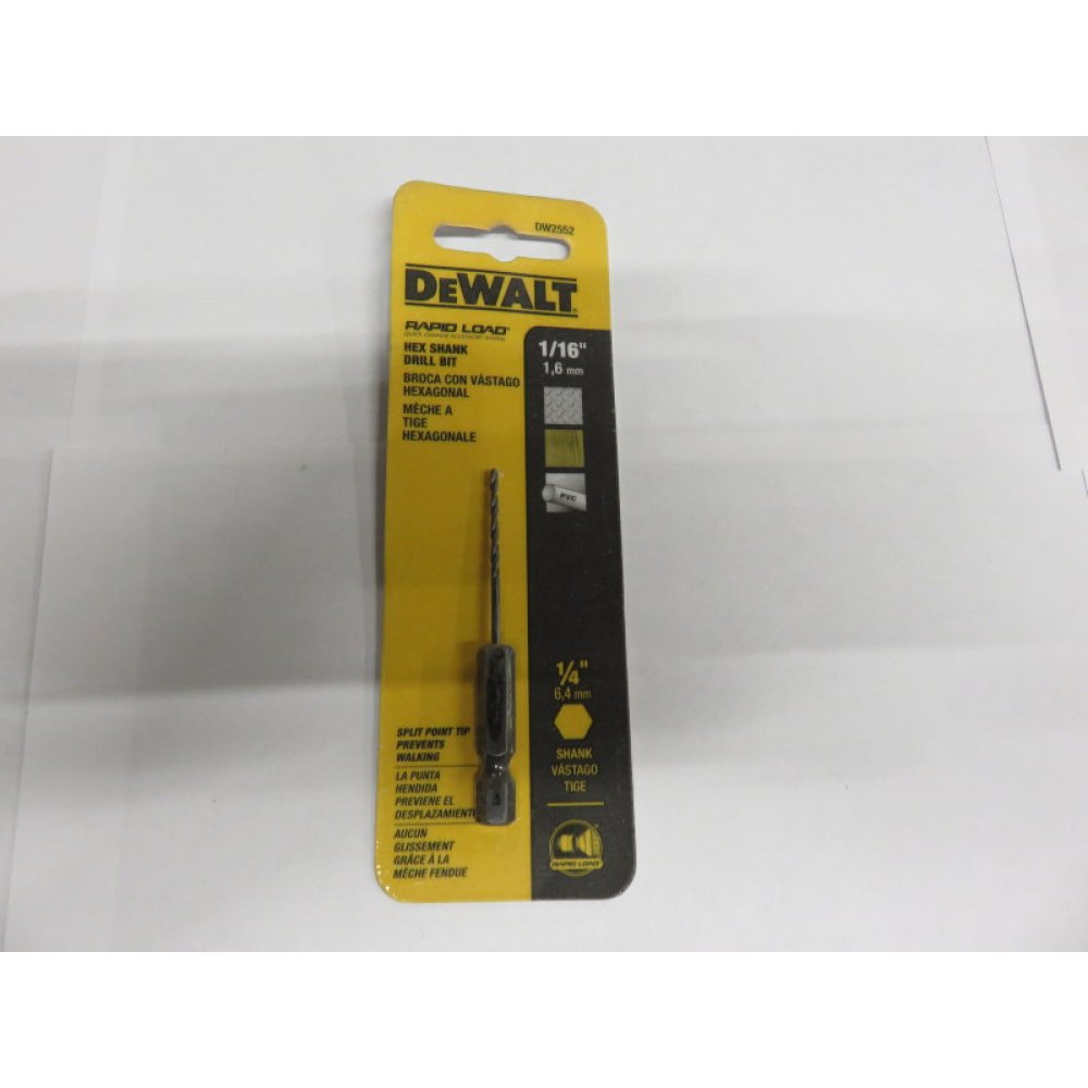 Wylaco Supply DeWALT DW2552 Hex Shank Drill Bit 1/16"