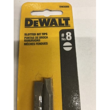 DeWALT DW2008 #8 Slotted Power Bit Tips 1" Pk2