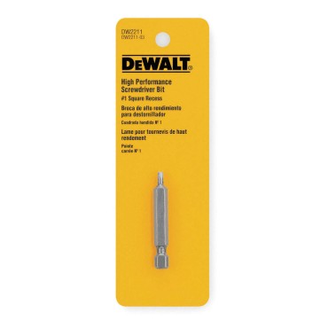 DeWALT DW2211 #1 Square Recess Power Bit, 1/4" Hex 2"