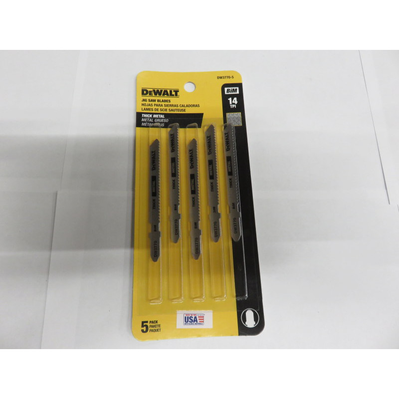 DeWALT DW3770-5 T-Shank Metal Cutting Jig Saw Blades - 5 pack