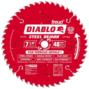 Diablo 7-1/4" x 48T x 5/8" Steel Demon Ferrous Metal Cutting Saw Blade