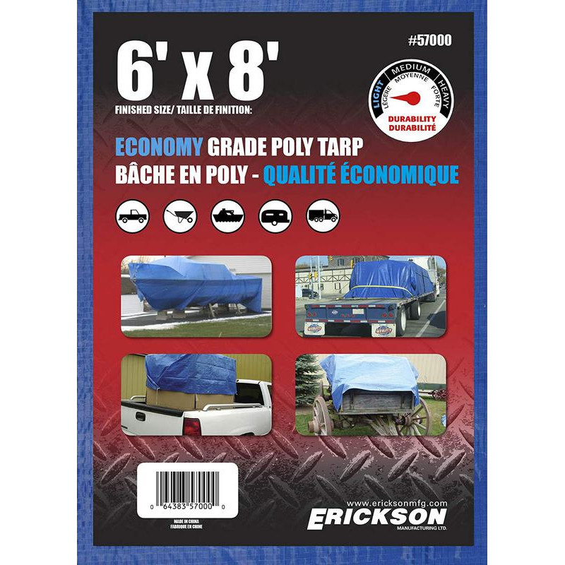 Erickson 57000 6x8 BLUE POLY TARP