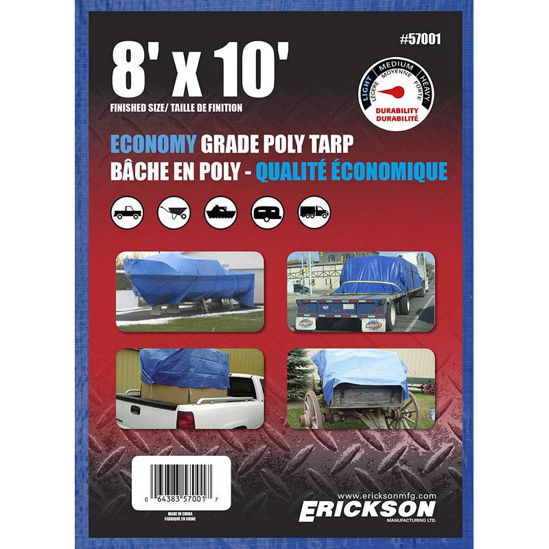 Erickson 57001 8x10 BLUE POLY TARP   