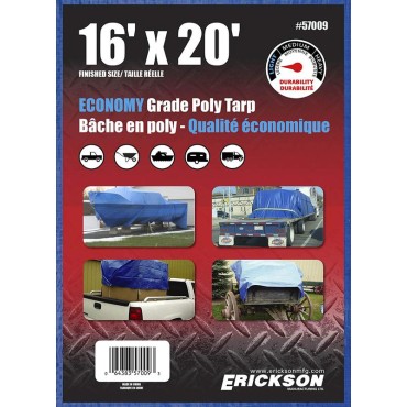 Erickson 57009 16x20 BLUE POLY TARP  