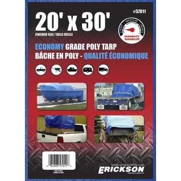 Erickson 57011 20x30 BLUE POLY TARP  