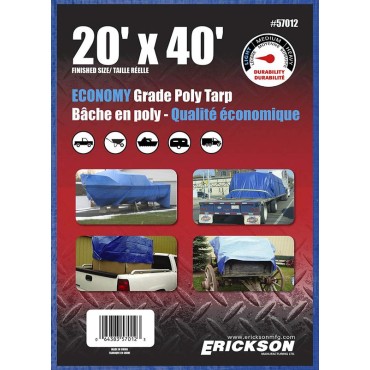 Erickson 57012 20x40 BLUE POLY TARP  