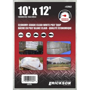 Erickson 57062 10x12 CLEAR WHITE TARP