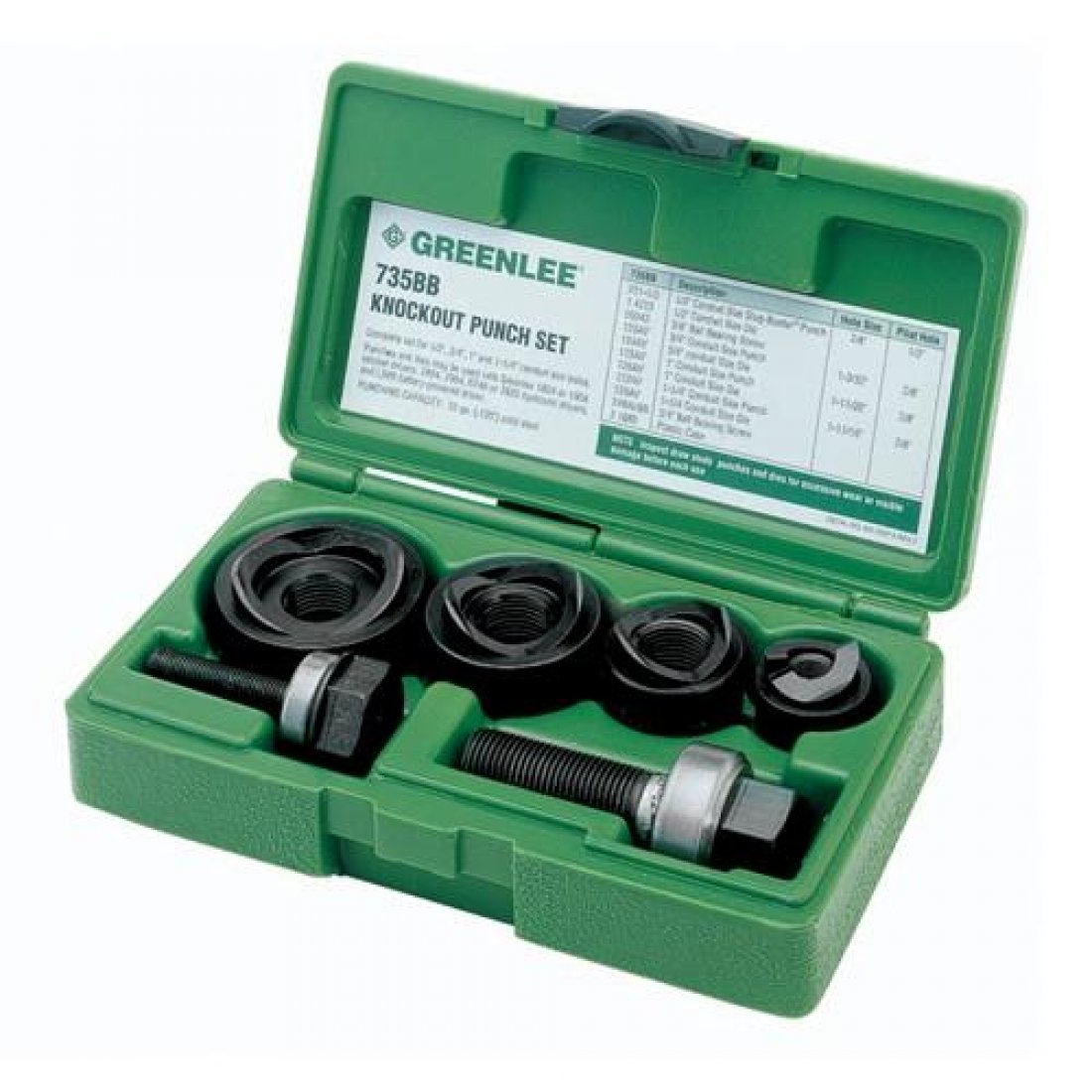 Wylaco Supply Greenlee 735BB Knockout Punch Kit, 1/2" to 11/4"
