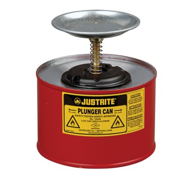 Justrite Steel Plunger Dispensing Can, 2 Quart