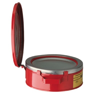 Justrite Bench Can To Clean Small Parts In Solvents, 2 Quart, Plated Steel Dasher, Hinged Cover, Steel, Red.