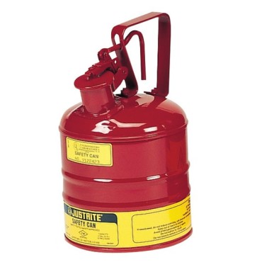 Justrite Type I Safety Can W/trigger-handle For Flammables, S/s Flame Arrester, 1 Gal., S/c Lid, Steel, Red.