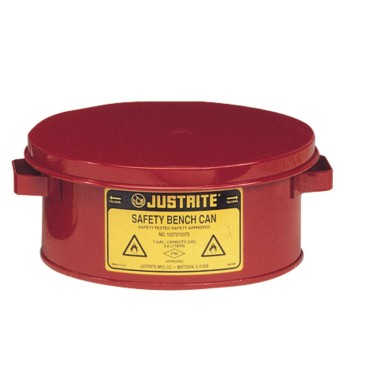 Justrite Bench Can Without Parts Basket, 1 Gallon, Plated Steel Dasher, Hinged Cover, Steel, Red.