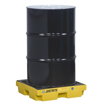 Justrite Ecopolyblend™ Accumulation Center, 1 Drum, 30% Recycled Polyethylene, Yellow.