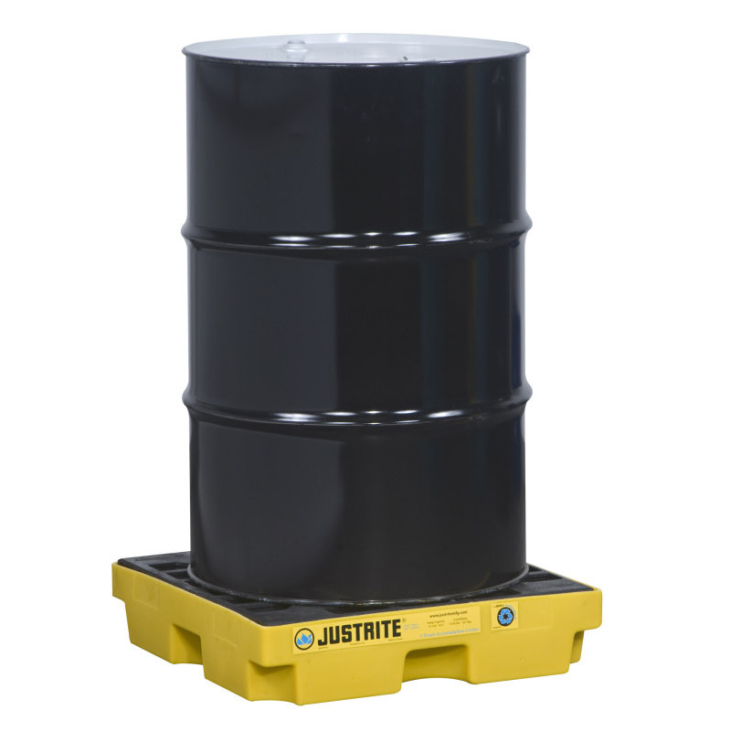 Justrite Ecopolyblend™ Accumulation Center, 1 Drum, 30% Recycled Polyethylene, Yellow.