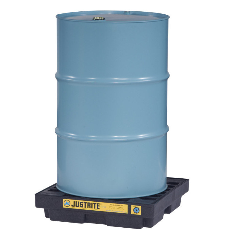 Justrite Ecopolyblend™ Accumulation Center, 1 Drum, 100% Recycled Polyethylene, Black.