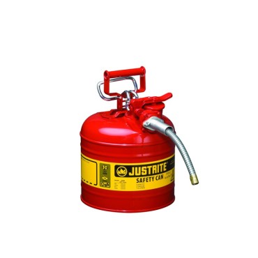 Justrite Type Ii Accuflow™ Steel Safety Can For Flammables, 2 Gal., S/s Flame Arrester, 5/8