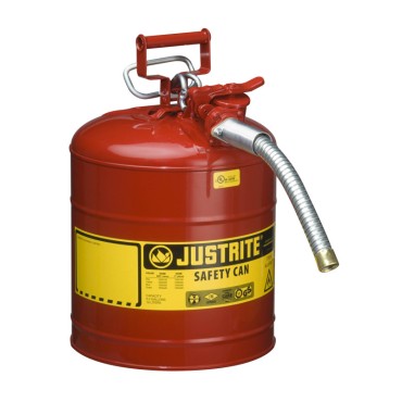 Justrite Type Ii Accuflow™ Steel Safety Can For Flammables, 5 Gal., S/s Flame Arrester, 1