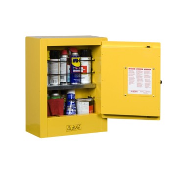 Justrite Sure-grip® Ex Mini Flammable Safety Cabinet, Transportable, Aerosols, 1 Shelf, 1 M/c Door, Yellow.