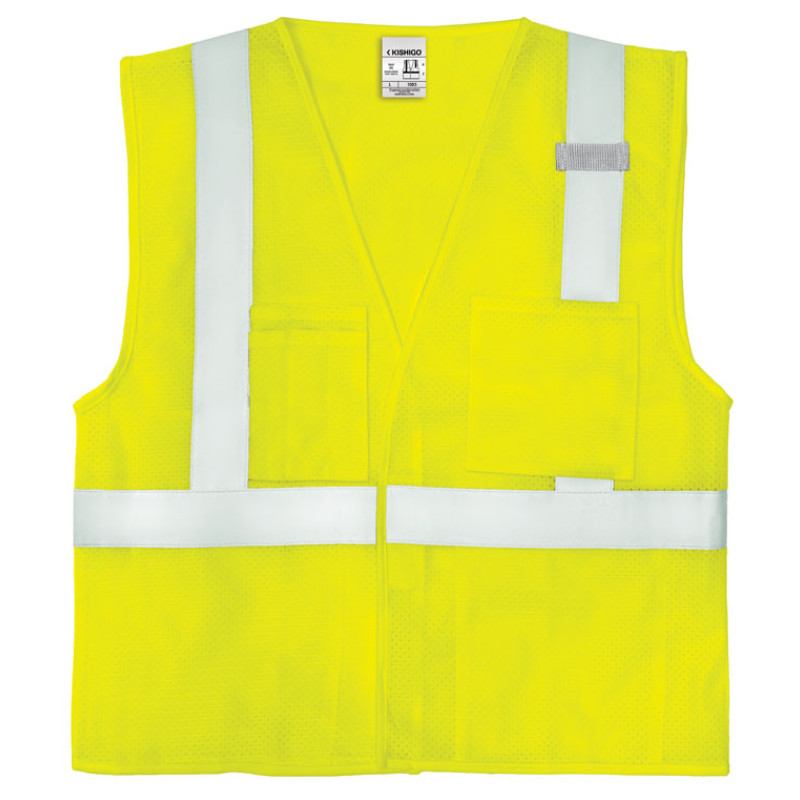Kishigo 1083 4 Pocket Hook & Loop Mesh Vest - Lime