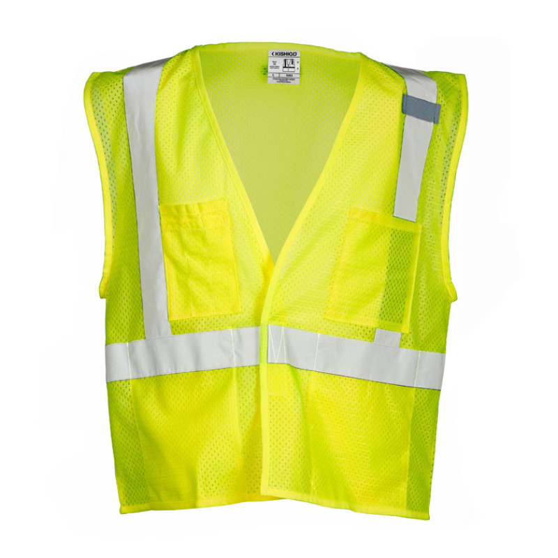 Kishigo 1083 4 Pocket Hook & Loop Mesh Vest - Lime