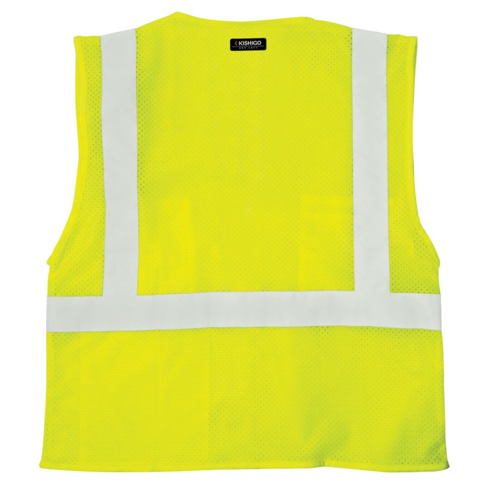Kishigo 1085 3 Pocket Zipper Mesh Vest [Lime]