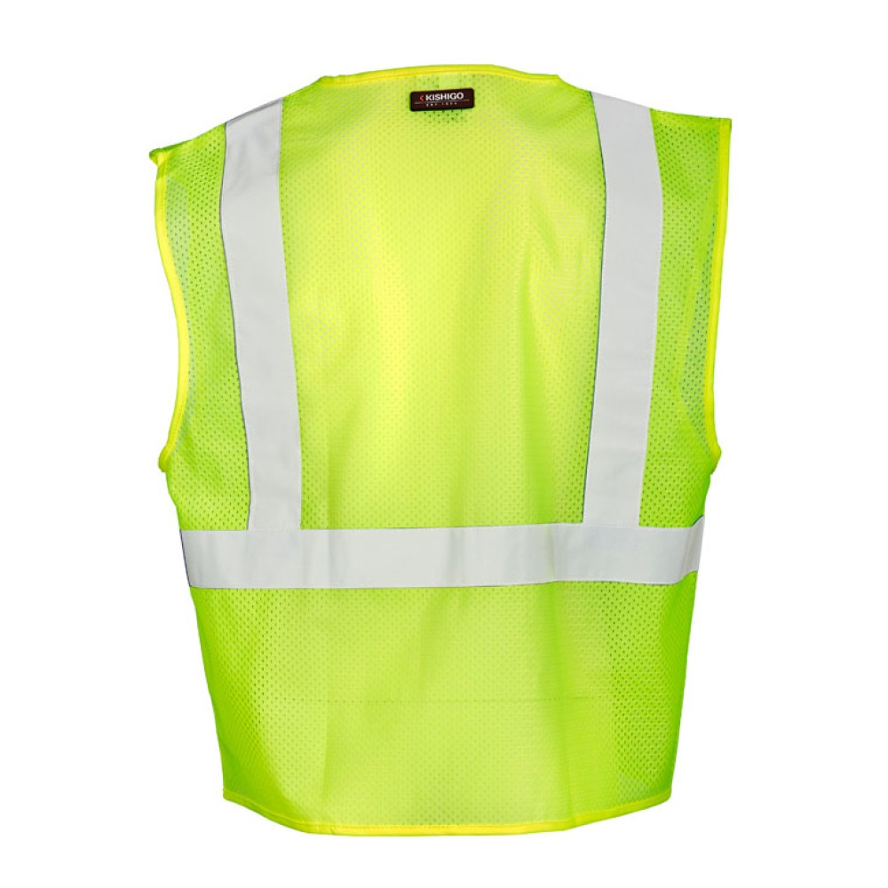 Kishigo 1085 3 Pocket Zipper Mesh Vest [Lime]