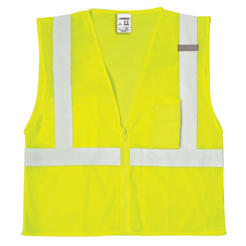 Kishigo 1085 Ultra-Cool Mesh 3-Pocket Safety Vest - Lime